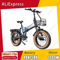 XWLX09-II E-bike 1000W Motor 48V15AH Lithium Battery Hydraulic Brake Folding Electric Bicycle 20*4.0 Inch Fat Tire Electric Bike