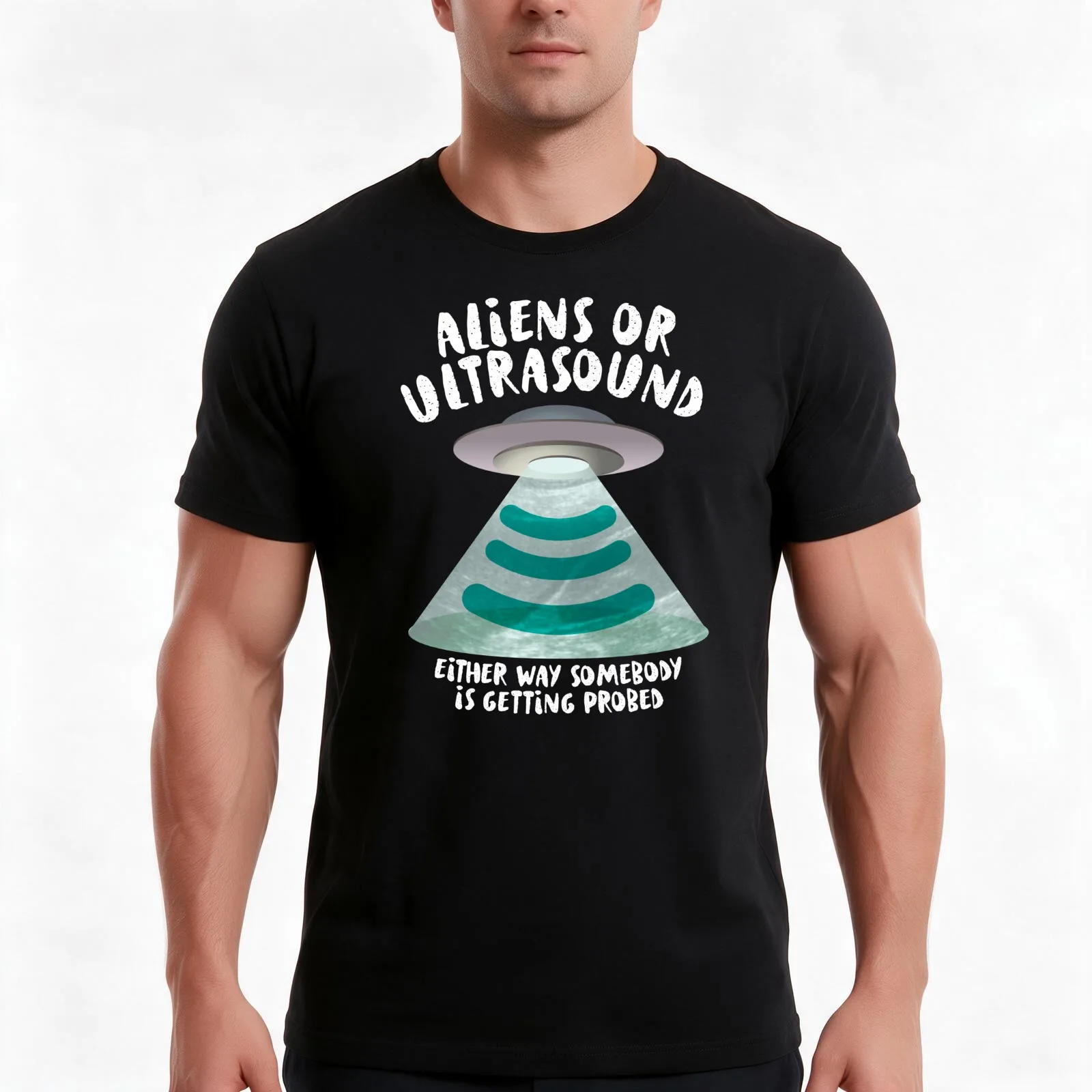 Ultrasound, Somebody Is Getting Probed T-Shirt, Summer Casual Cotton Tee, Oversized Streetwear Tops, Vintage Graphic Print