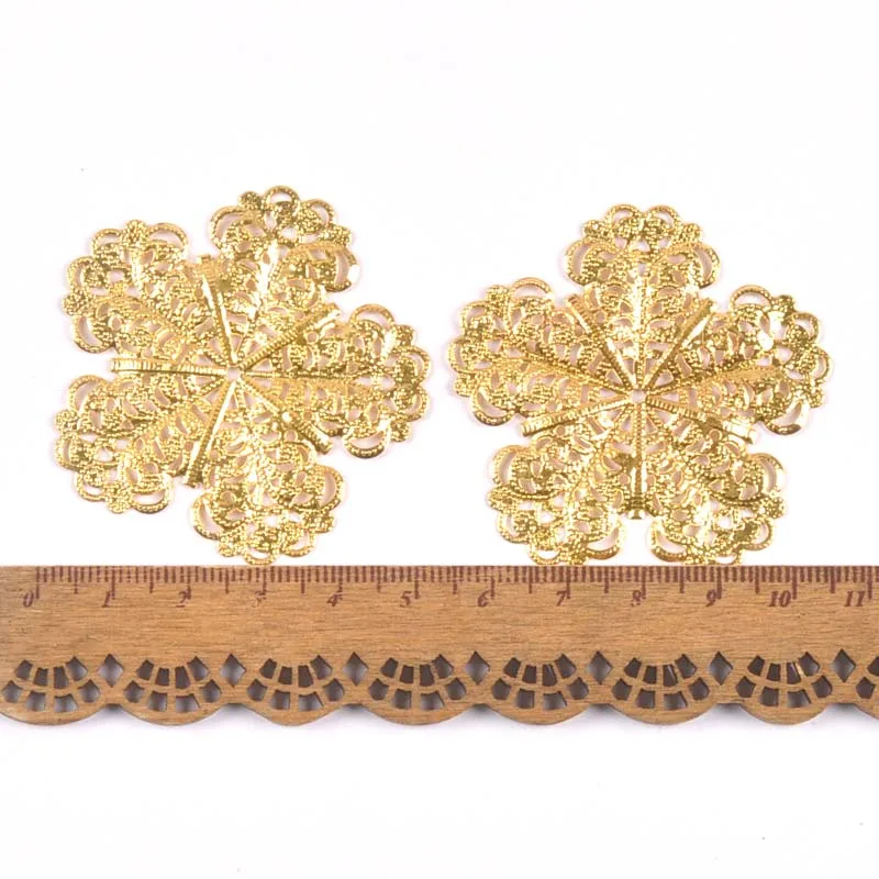 Vintage Flower Snowflake Connectors Filigree Wraps DIY Jewelry Findings Golden Metal Craft Home Decor YKL0910