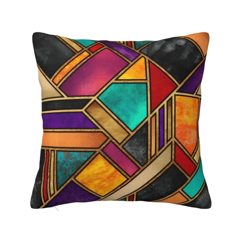 Colorful Abstract Geometric Lines Throw Pillow Case Home Decor Luxury Cushions Cover For Sofa Chair Square Polyester Pillowcase