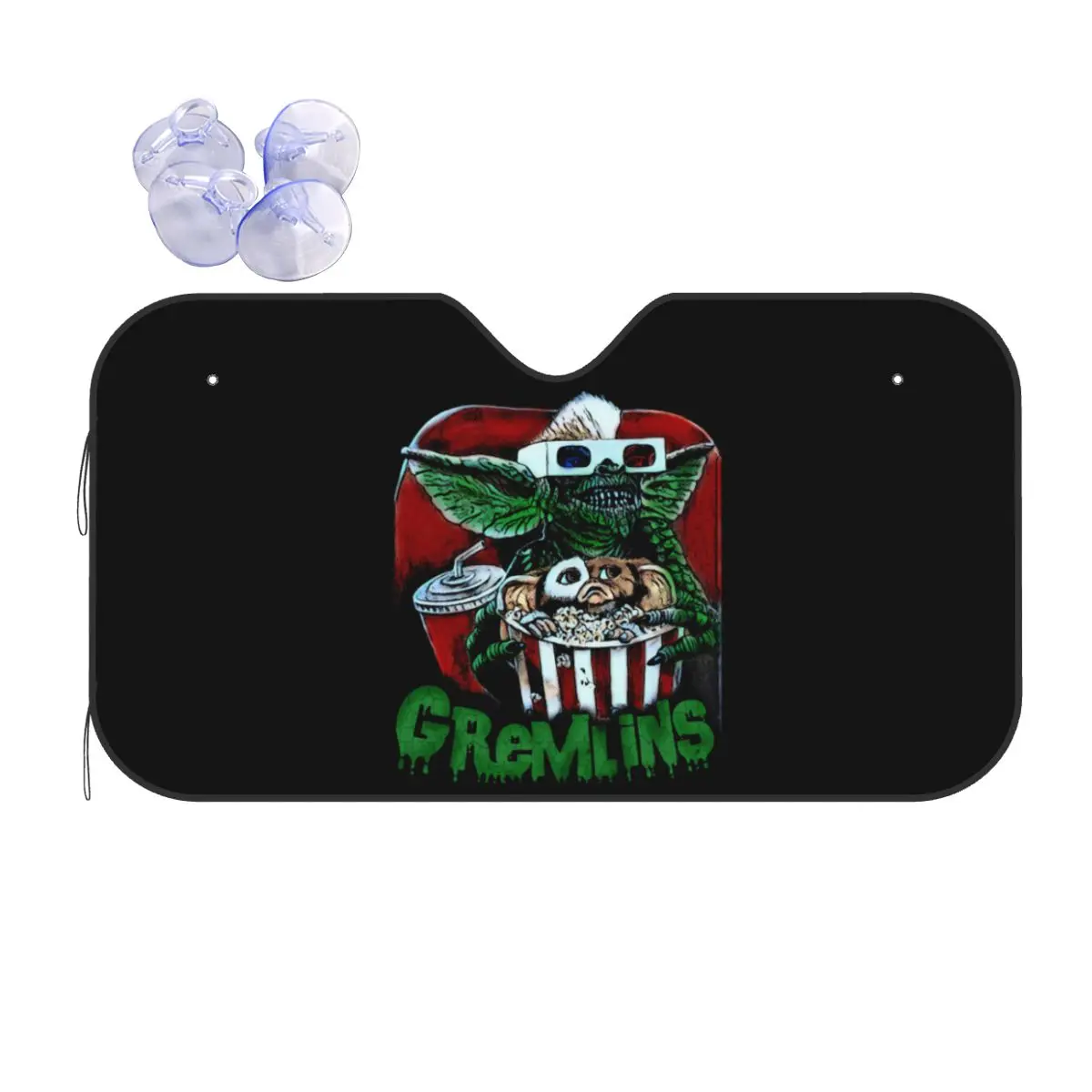 Custom Gremlins Front Windshield Sun Shade Gizmo 80s Movie Mogwai Horror Retro Auto Sunshade for Car Truck SUV Visor Protector