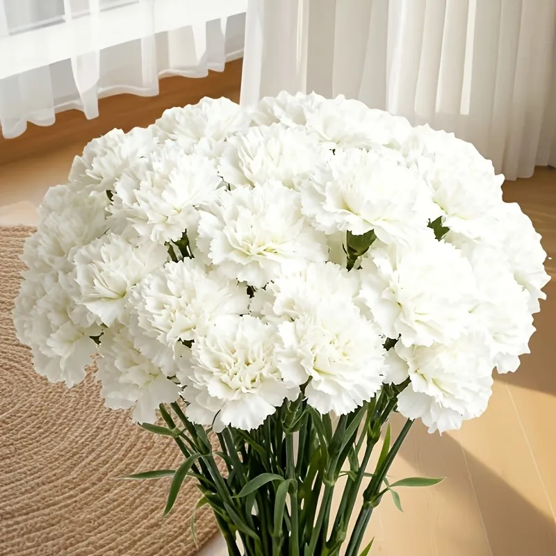 Buquê de flores artificiais de cravo branco, 3/5/10 peças, para decoração de casa, jardim, casamento, faça você mesmo, ornamento de vaso, flor falsa