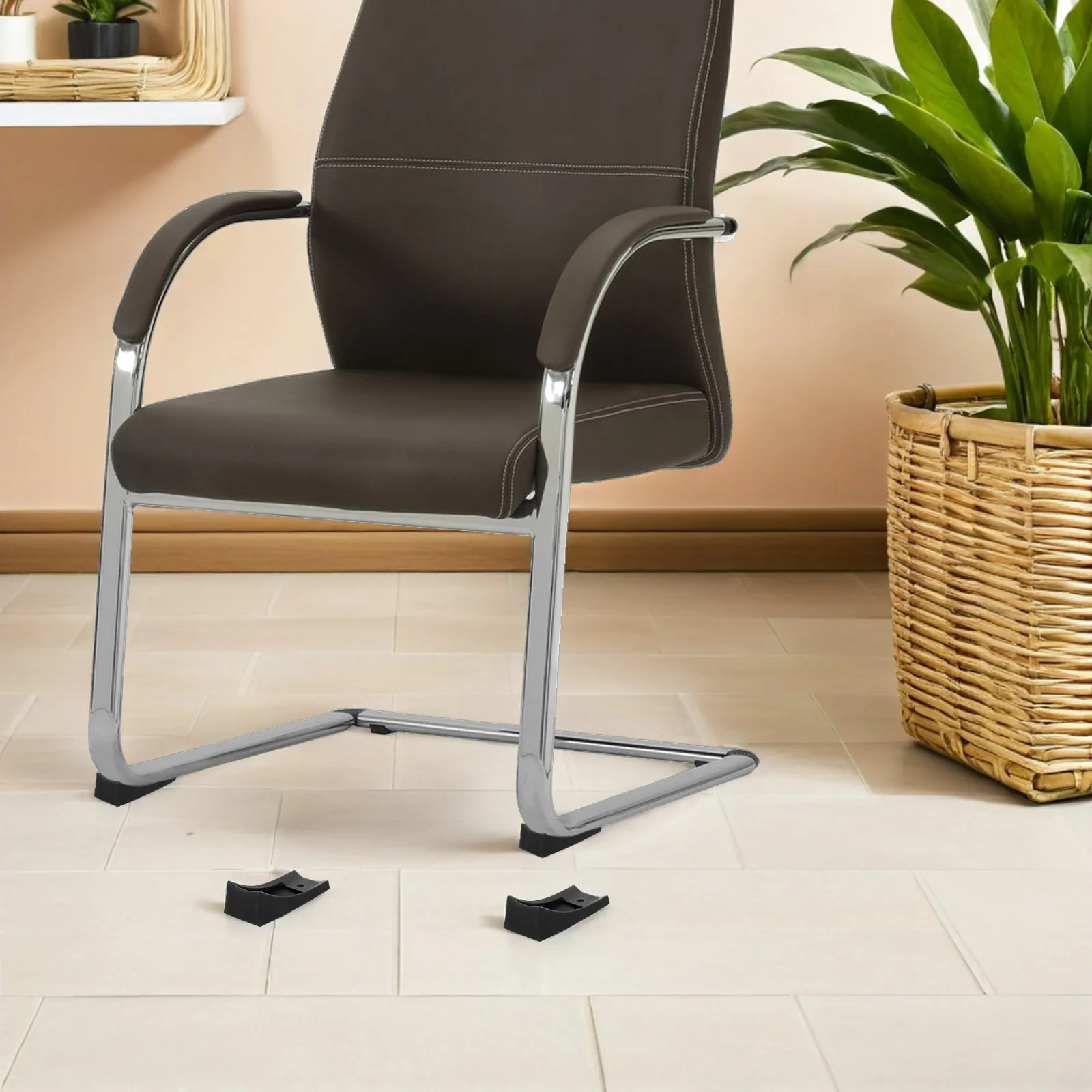 8Pcs Office Chair Leg Protectors Nonslip Plastic Floor Pads Reception Guest Seating Sled Base Tube Leg Guards Chair Sled Base