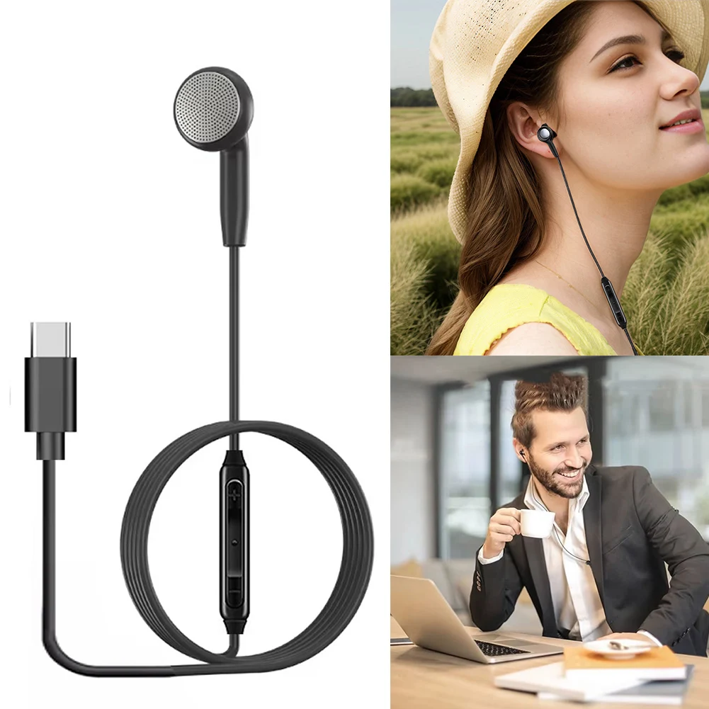 3.5mm/Type-c Wired Earbuds In Ear Headphone HiFi Stereo Headphones with Mic Volume Control Wired Earphones for Phone MP3 Players