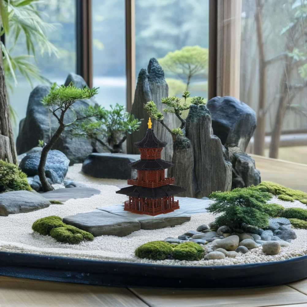 

Ancient Style Building Fish Tank Ornament Chinese Traditional Miniature Pavilion Statue Aquarium Decor Desktop Landscaping