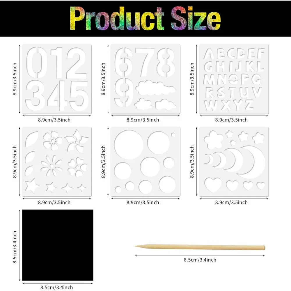 Rainbow Draft paper Art, 초안 용지 및 드로잉 템플릿, 종이 공예 미술 키트에 대한 100개의 미니 노트