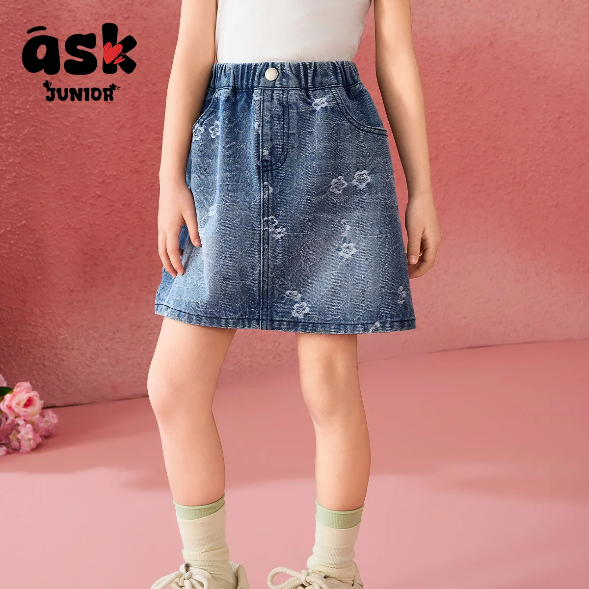Pergunte a saia infantil júnior verão meninas saia jeans com estampa de flores
