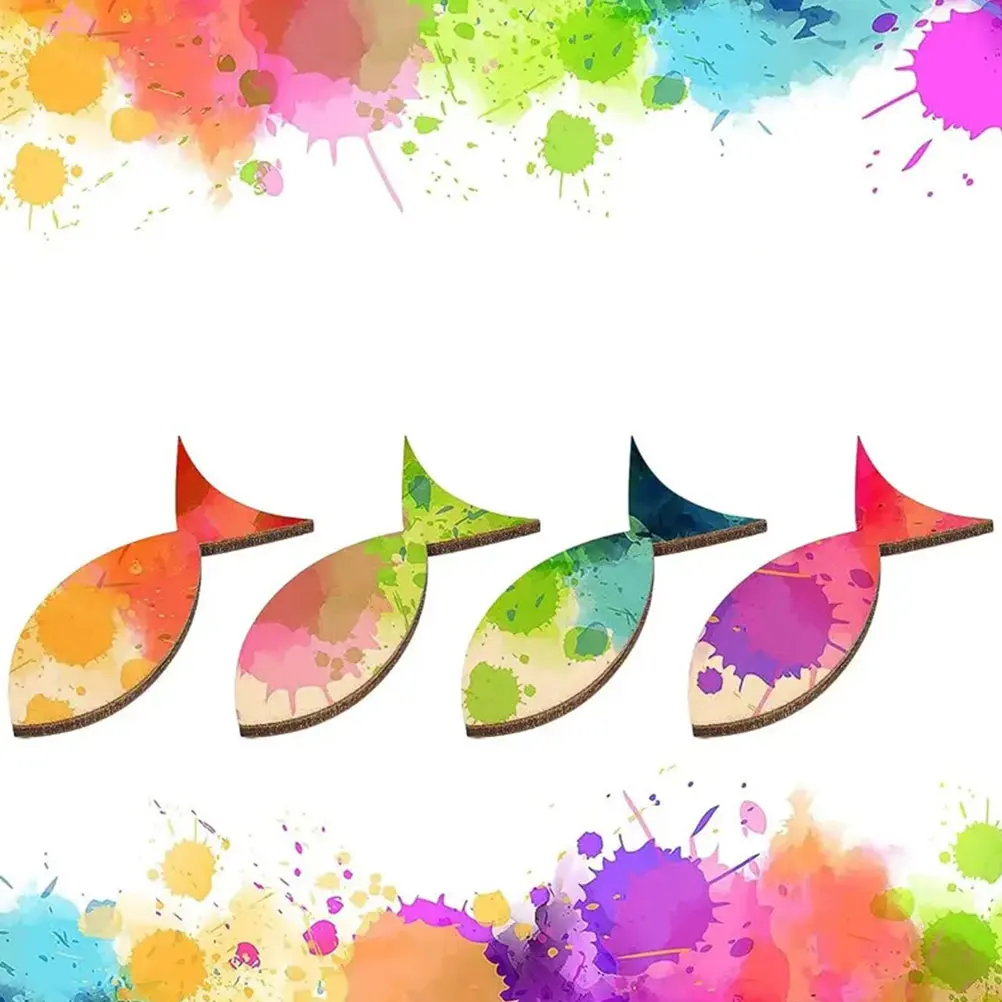 

100Pcs Fish Shaped Wooden Cutouts Natural Ocean Animal Shapes Unfinished Wood Craft Supplies for DIY Painting Decoration