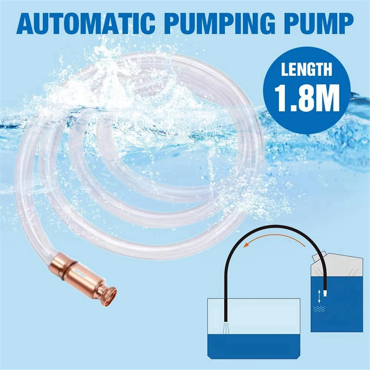 Multifunctional Liquid Siphon, Gas Siphon Hose Pump for Gasoline Fuel Water Transfer, Self Priming Hose (2.5m)