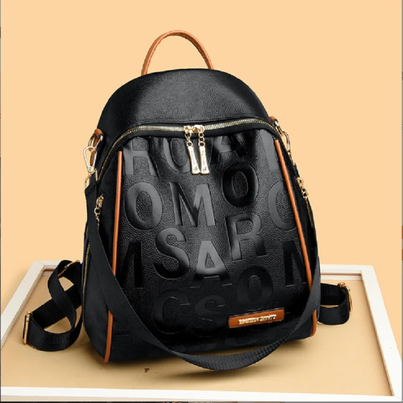 New Fashion Luxury Designer High Quality Leather Travel Backpacks Women's Large Capacity Double Zipper Shoulder Bags Totes