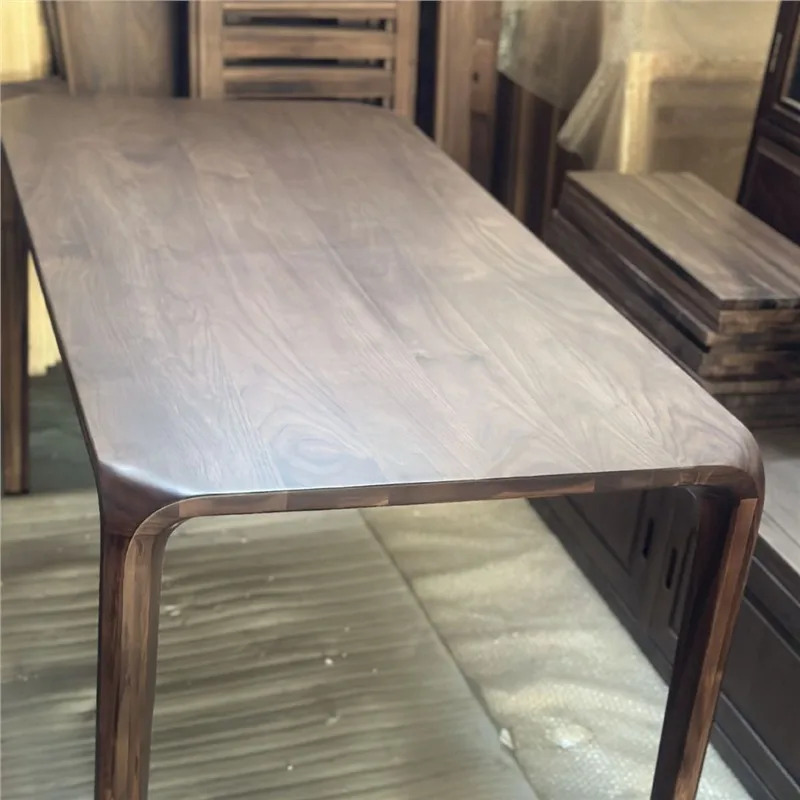 Nordic toda a madeira maciça mesa de jantar nogueira preta retangular casa restaurante mesa de jantar simplicidade moderna
