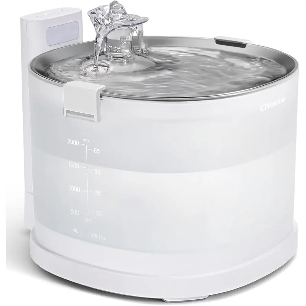 

Battery Operated 2L Automatic Pet Water Fountain, Stainless Steel Tray, Easy Cleaning