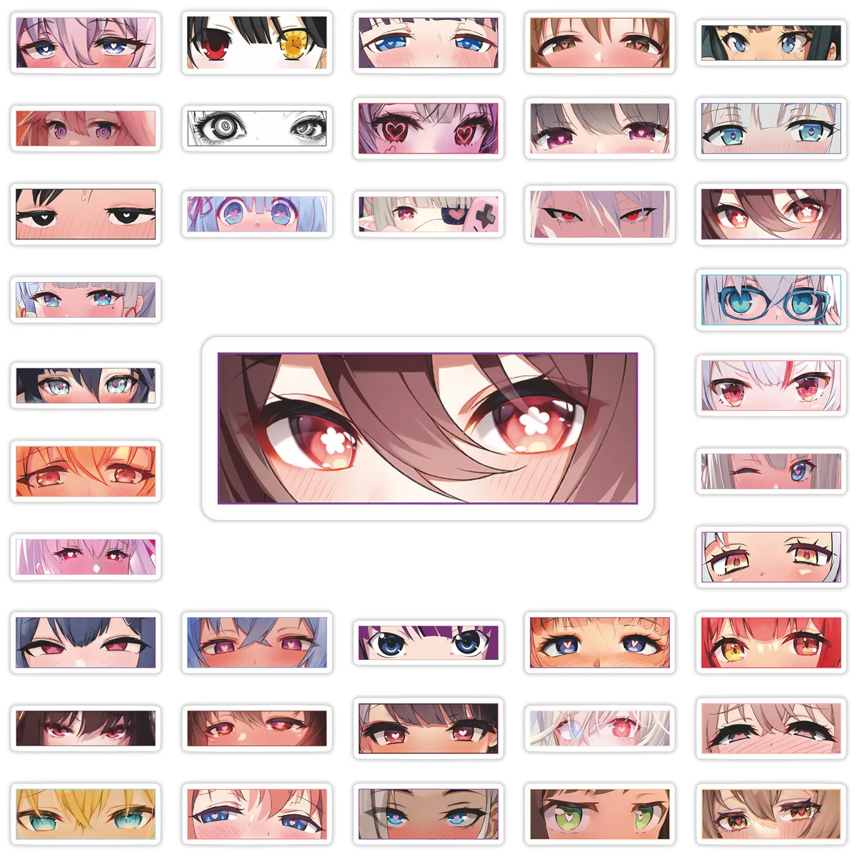 50Pcs Waterproof Anime Eyes Sticker Pack Creative Art DIY Decor for Journals Notebooks Water Bottles Phone Cases