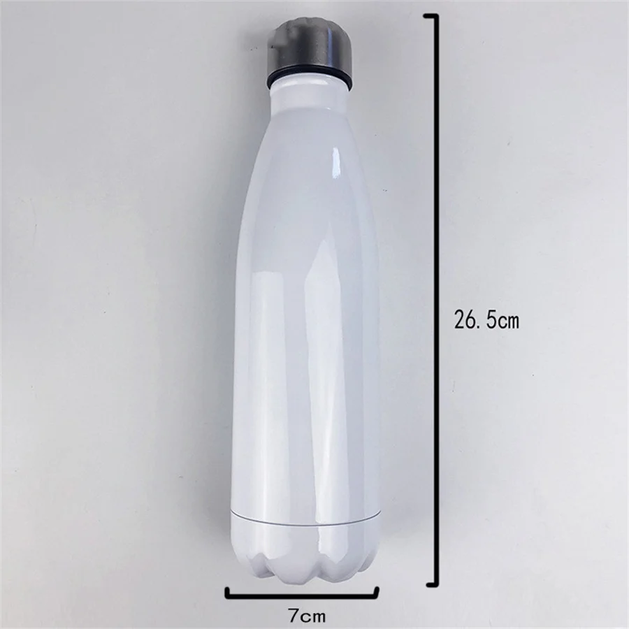 500ml/17oz Blank Sublimation White Water Bottle For Travel & Sports, Stainless Steel Double Wall Vacuum Insulated Flask