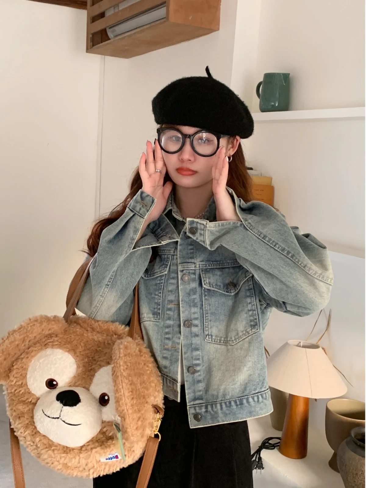 

ort Waed Denim Jaet Women's Spring Autumn Loose Fit Blue Jeans Top Vintage Sle Commute Faion Regular Length