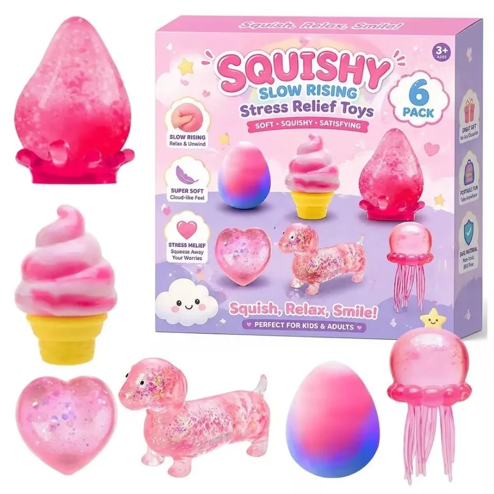 Slow Rising Squishy Toy Soft Stretchy TPR Maltose-Filled Squeezable Balls Random Color Maltose-Filled Sensory Fidget Toy