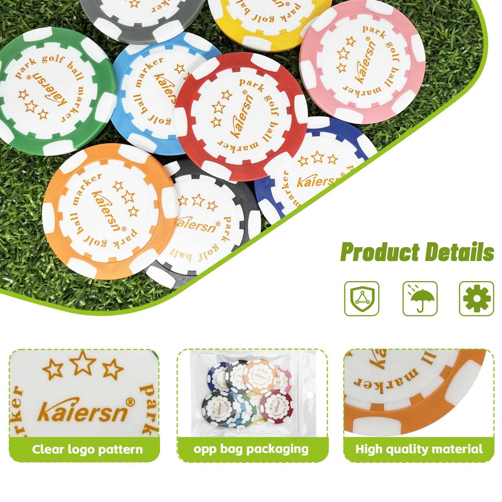 Kaiersn 9-Piece Golf Ball Marker Set – 9-Color Durable Position Markers | Ideal Golf Accessories & Gift for Men & Women - view 4