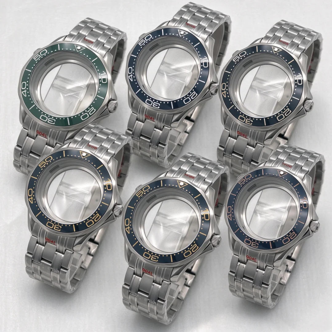 Silver 41mm Case Dive Watch Modification Parts for Seamster300 Series Bezel Fits Seiko NH35 NH36 Miyota8215 Automatic Movement