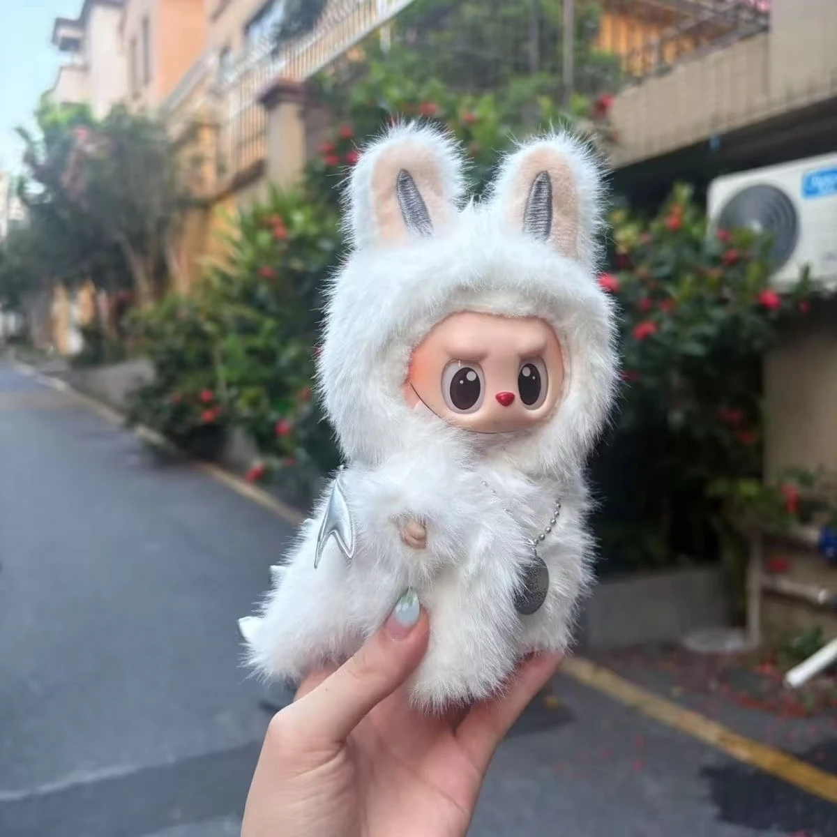 人形の服ラブブ人形天使の服かわいい羽と尻尾ジャンプスーツビニール人形服アクセサリーラブブ人形服