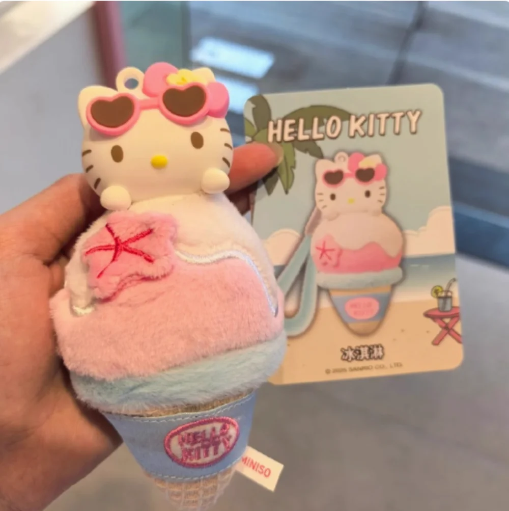 Hello Kitty-caja ciega de la serie de piel negra de verano, colgante con dije de Aroma que cambia de Color sensible al sol, muñeca coleccionable de dibujos animados de Anime K