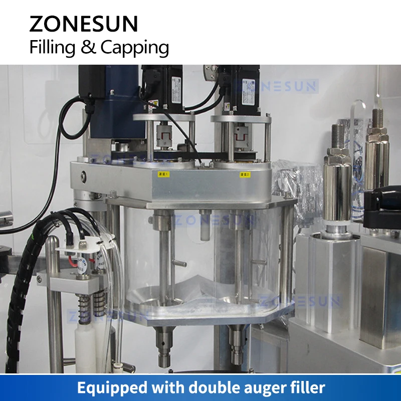ZONESUN-Automatic Vial Powder Enchimento e tampando a máquina, Auger Filler, Liofilizado em Pó, Suplementos Embalagem, ZS-AFC24