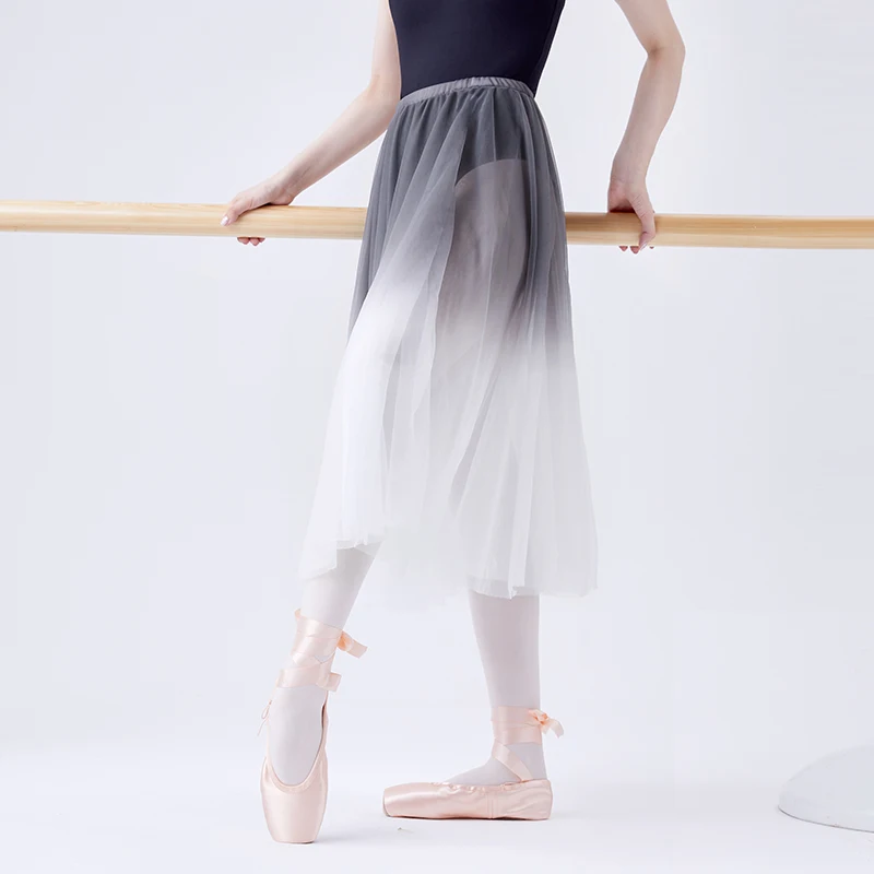 

Gradient Ladies Tutu Elastic Skirt Woman Soft Mesh Ballet Skirt Long Dance Skirt