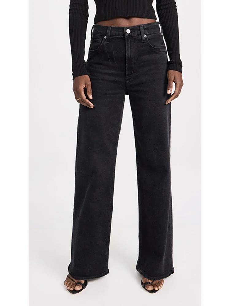 

Women Low Rise Stretch Gray Denim Pants 2025 Female Straight Leg Jeans Lady Solid Color Daily Office Cheap Long Jeans Trousers