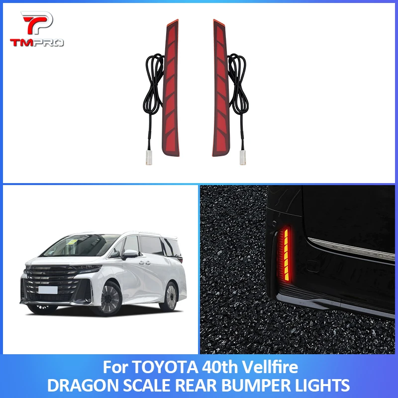 For Toyota Vellfire 40 Series 24+ Rear Bumper Lights Dragon Scale Style Rear Bumper Lamps modification parts