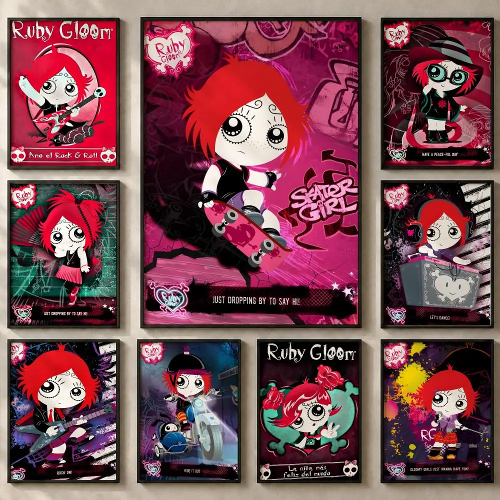 Cartoon R-Ruby GloomS Poster Art  Self-Adhesive No Glue Residue Wall Sticker for Home Office Nursery