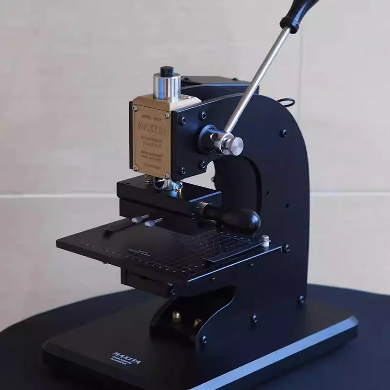

MAXITA EC-27 Hot Foil Stamping Machine Leather Embossing Press Heavy Duty Wood Base Quick Release Fixture Branding Tool