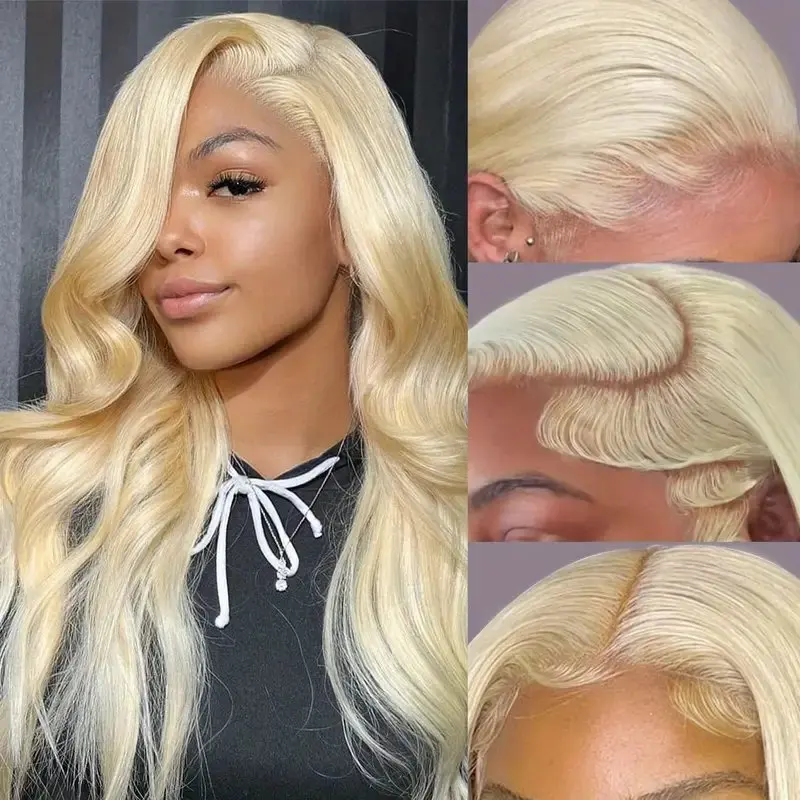 Rosabeauty 13x6 613 Blonde HD Body Wave Lace Front Human Hair Wigs Glueless 13X4 Frontal Water Wave Wig Preplucked 250% 40 Inch