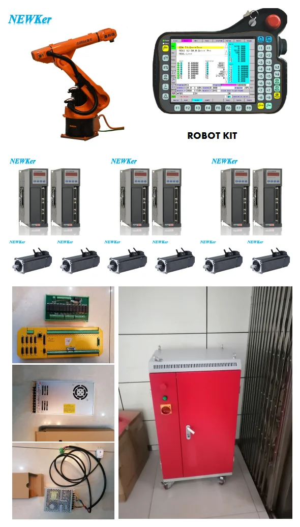 NEWKer-brazo de Robot manipulador de soldadura Industrial, 6 ejes con controlador de Robot, gabinete de Control Cnc