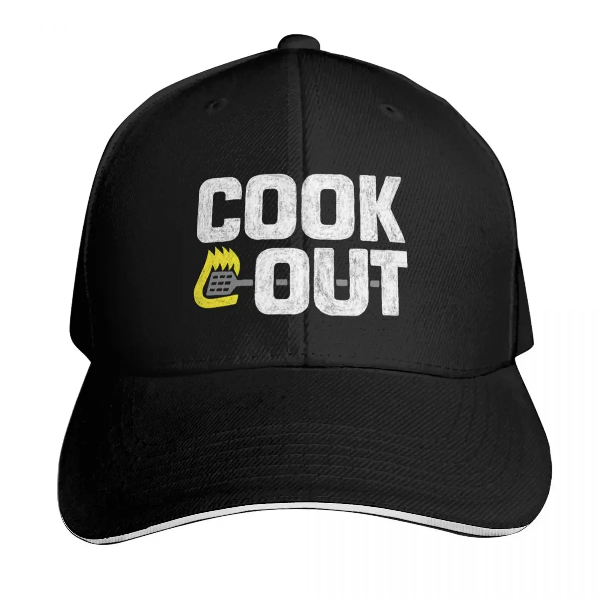 Cookout - Vintage Chalk Texture - White & Gray Baseball Cap Men Women Casual Summer Sport Sun Cap