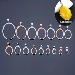 925 Sterling Silver Oval Shape Bezel Pendant Blank Bezel Setting, Blank Pendant Base, Gemstone Pave Base Setting Pendant Setting