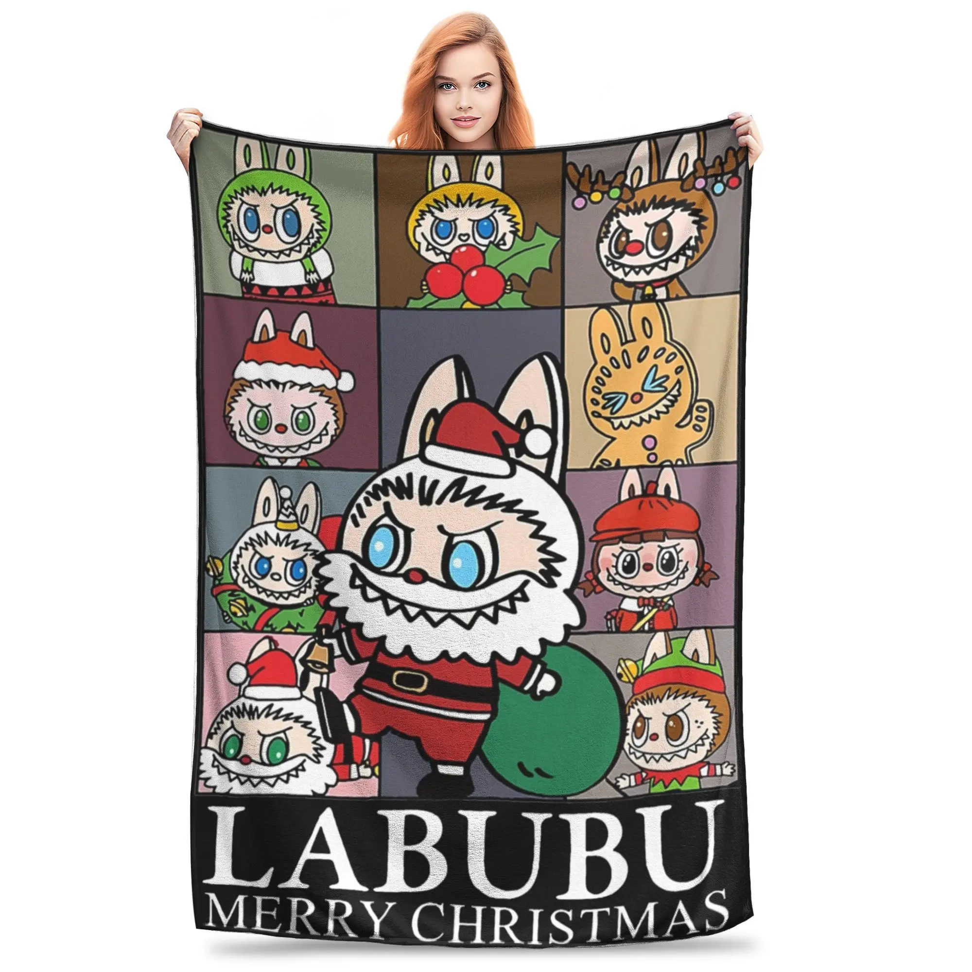 Labubu Cute Christmas Printed Blanket For Men Women Cozy Soft  Throw Blankets for Sofa 50x60 Inches Multiple Sizes