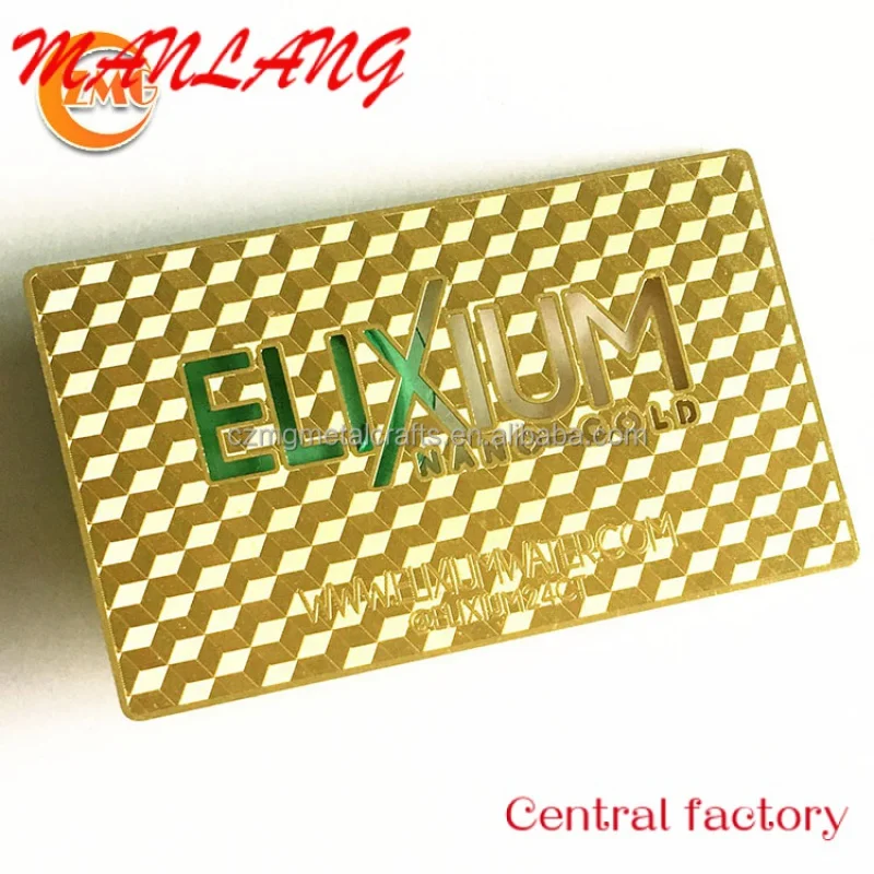 Custom  laser cut engraved golden etal busins card in p pre