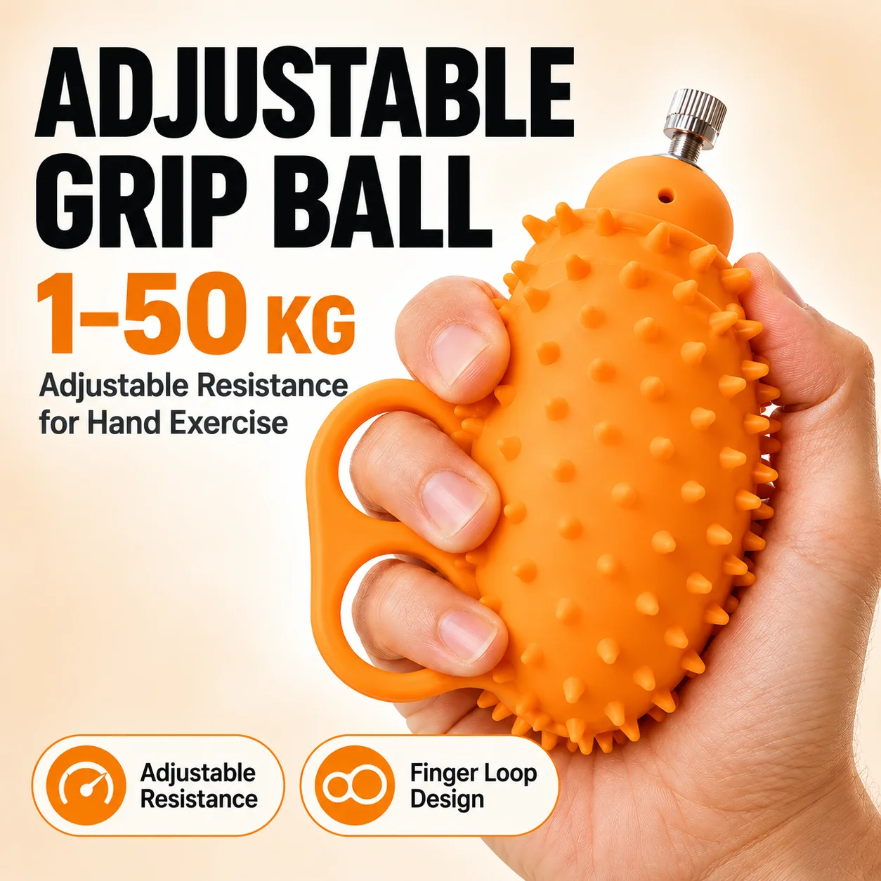 Adjustable Spiky Hand Grip Ball, Silicone Massage Ball for Finger Exercise, Hand Strength Training, Stress Relief & Squeeze