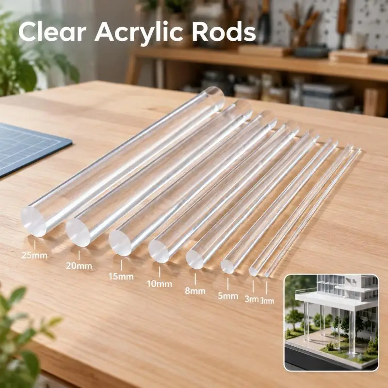 1/5/10Pcs Clear Acrylic Rods, Round Acrylic Bars for DIY Model Building, Craft Projects & Material Accessories
