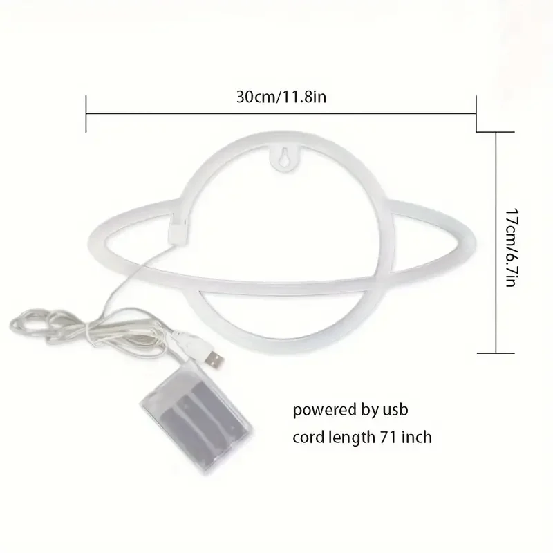 Room Ornaments Neon Sign Modeling Light USB/Battery Powered Planet LED Light for Bedroom Decoration Gift Night Light Decoration