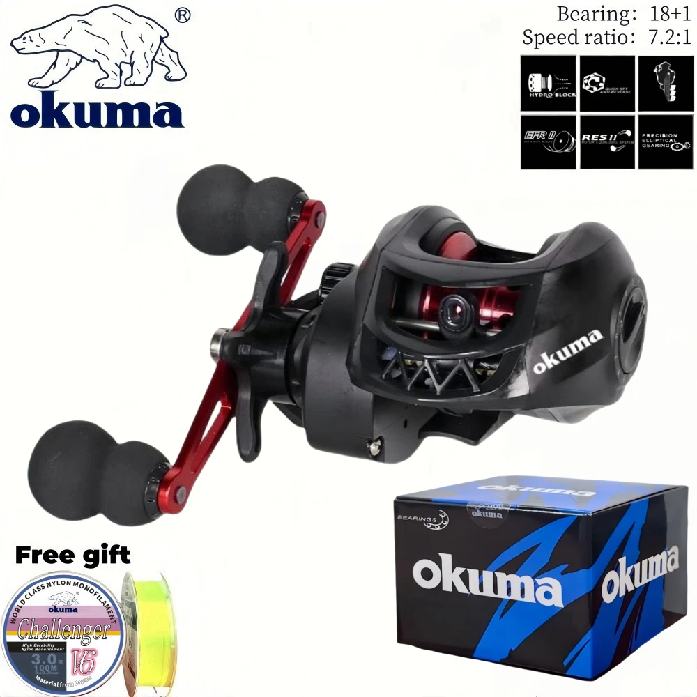 

OKUMA Drip Fishing Baitcast Reel AC 10KG Max Drag Fishing Reel Ultra Light 7.2:1 Gear Ratio,Carp Wheel Carp Fishing Casting Reel