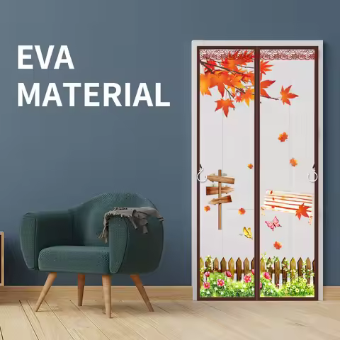 Mesh magnetic screen doors, sliding door screens hands free closure, front and back deck balcony screen mesh divider curtains