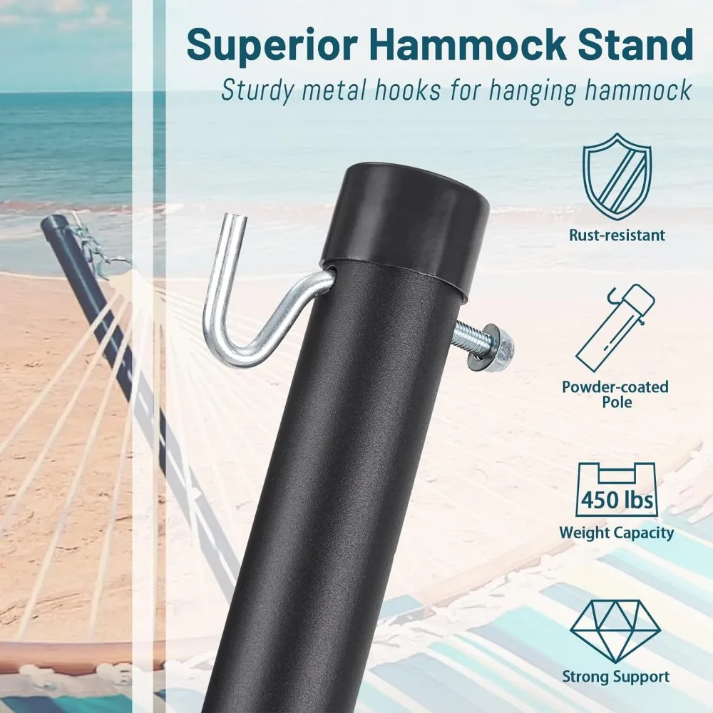 Heavy Duty Steel Hammock Stand Only, Bolsa de Transporte Portátil, Ferrugem-Resis, 12 pés, 450 lbs Capacidade, 2 Pessoas