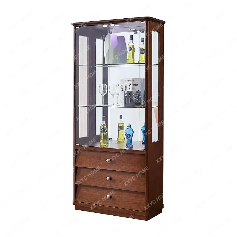 XXModern Minimalist Wine Cabinet with Lock Glass Display Cabinet for Living Room Home Decor
