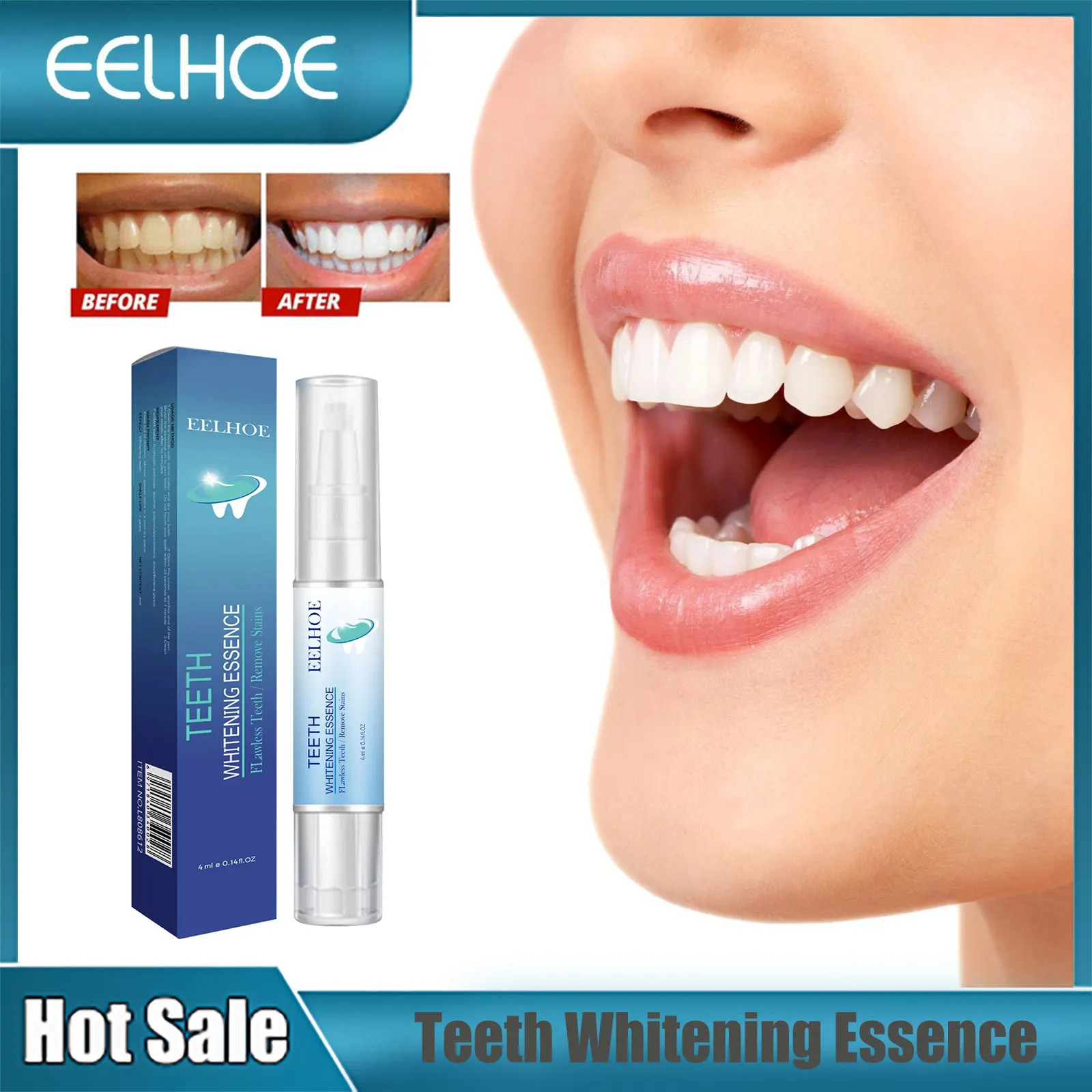 EELHOE Teeth Whitening Essence Teeth Stain Remover Repair Gingival Fresh Breath Coffee Bleach Cleaning Teeth Whitening Pen 4ml