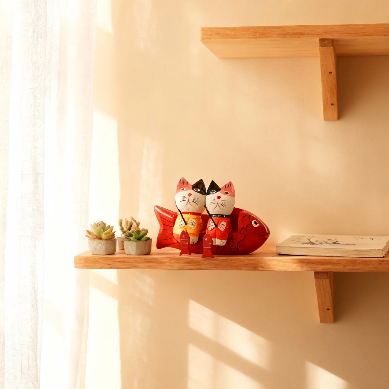 

1Set Exquisite Wooden Couple Cartoon Craft Mini Desk Ornament Home Office Decor Desktop Ornament Craft