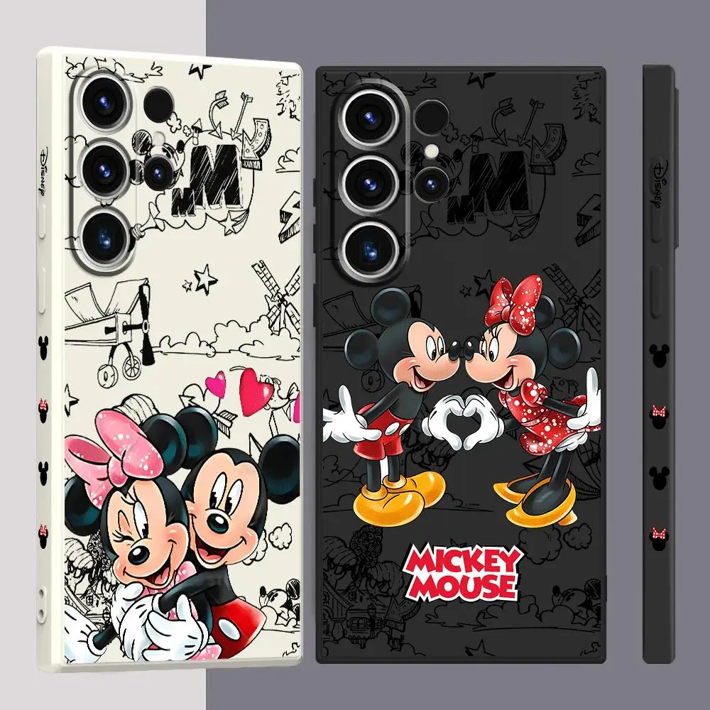 Square Liquid Cover Case for Samsung Galaxy S9 S8 Note 20 Ultra 10 Plus S10 S22 S23 Ultra 5G S20 FE S21 Disney Mickey Mouse