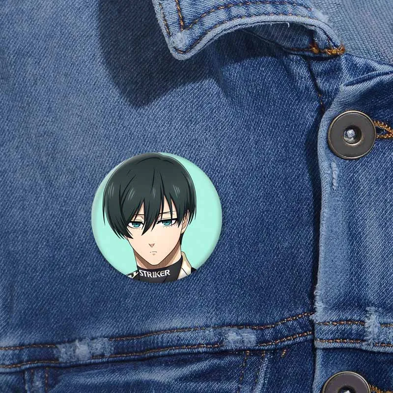 Figura creativa de dibujos animados Rin Itoshi, alfileres esmaltados, broches de Anime con cerradura azul personalizados, insignias para ropa, accesorios, regalos de joyería