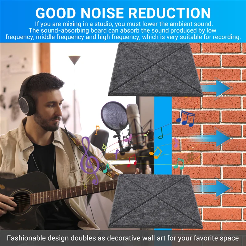 Pannelli acustici ABJA-12 pezzi, pannello di isolamento acustico, pannello di isolamento acustico da parete, per trattamento acustico, decorazioni murali, studi, ecc.