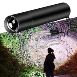 LED Powerful Light Mini USB Flashlight Portable Waterproof Flashlight Outdoor Camping Mountaineering Lighting Flashlight