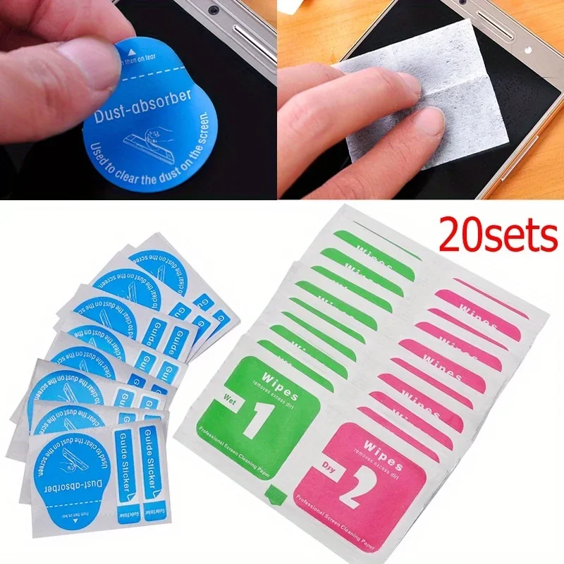 20sets Tempered Glass Camera Lens Phone Screen Dust Removal Dry Wet Cleaning Wipes Paper tools Set pack